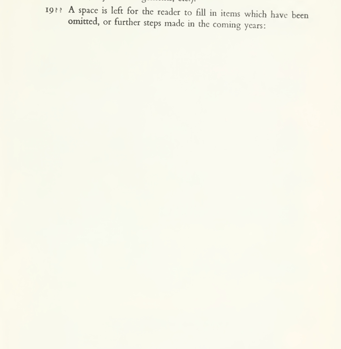 Primary-source scan of a nearly blank page inviting the reader to continue the omitted items and future steps in Aspects of Form.